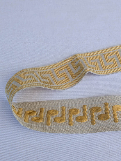 Scalamandre Trim Cascade Yellow &amp; Gold Gimps Braids 100% Silk Greek key Geometric MSRP USD90/y