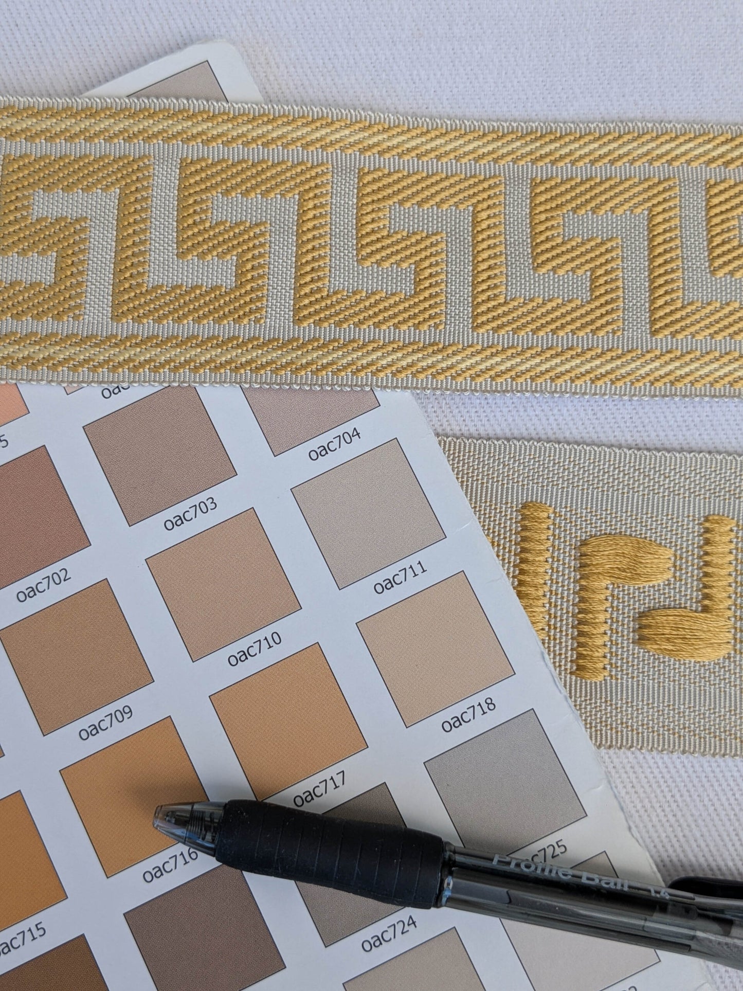 Scalamandre Trim Cascade Yellow &amp; Gold Gimps Braids 100% Silk Greek key Geometric MSRP USD90/y