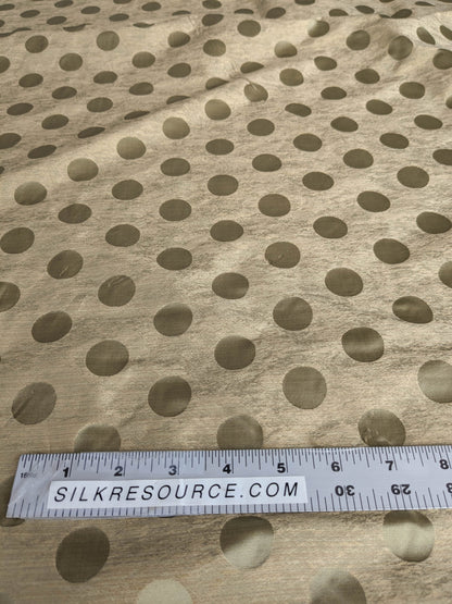 B. Berger Duralee 100% Silk Damask Polka Dot "Aspen" Beige Reversible Strie and Satin Mid-Century MSRP USD 250/Y