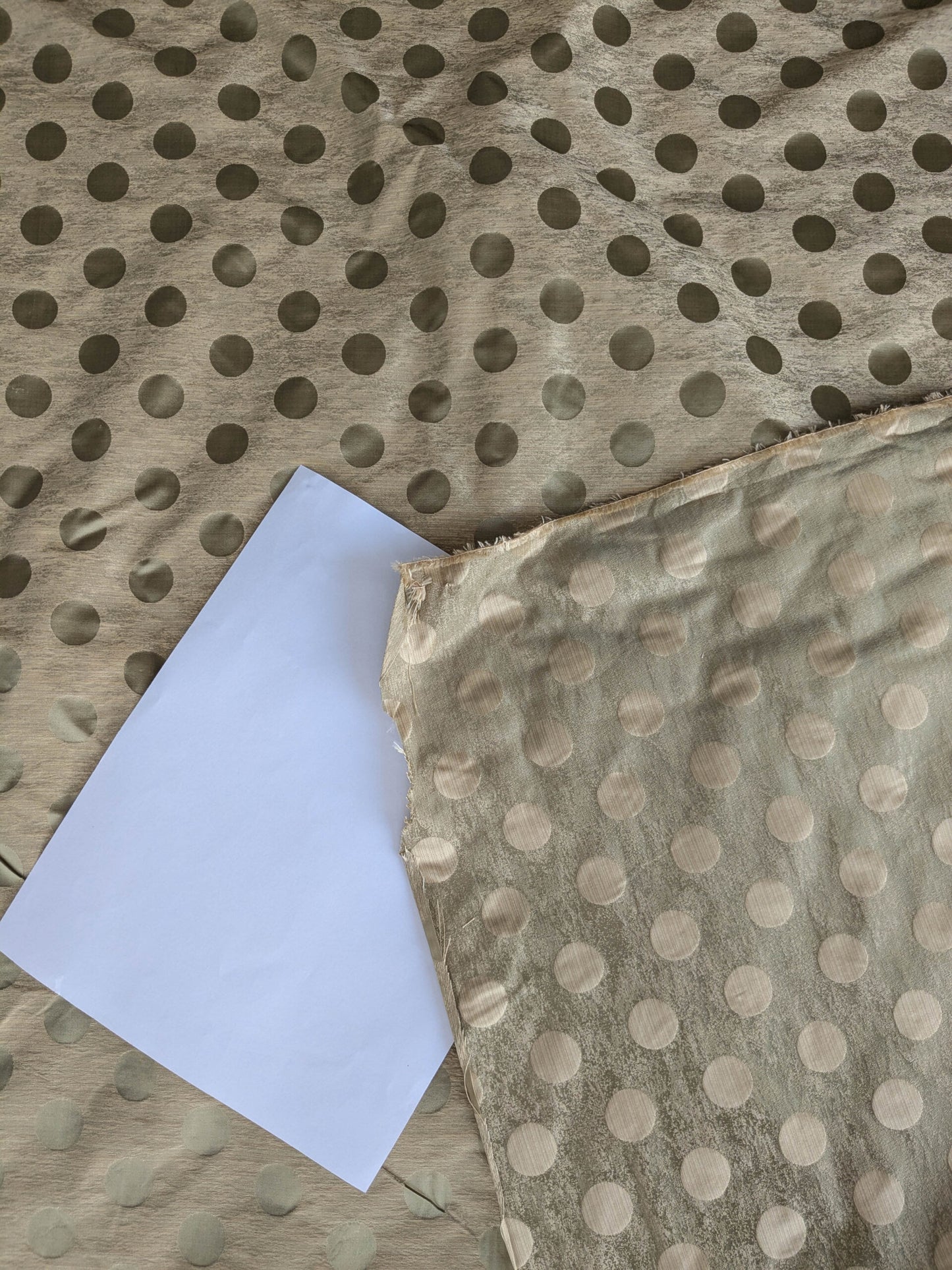 B. Berger Duralee 100% Silk Damask Polka Dot "Aspen" Beige Reversible Strie and Satin Mid-Century MSRP USD 250/Y