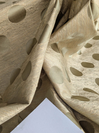 B. Berger Duralee 100% Silk Damask Polka Dot "Aspen" Beige Reversible Strie and Satin Mid-Century MSRP USD 250/Y