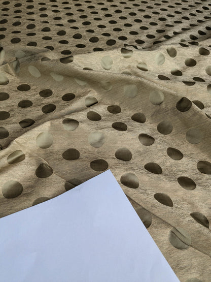 B. Berger Duralee 100% Silk Damask Polka Dot "Aspen" Beige Reversible Strie and Satin Mid-Century MSRP USD 250/Y