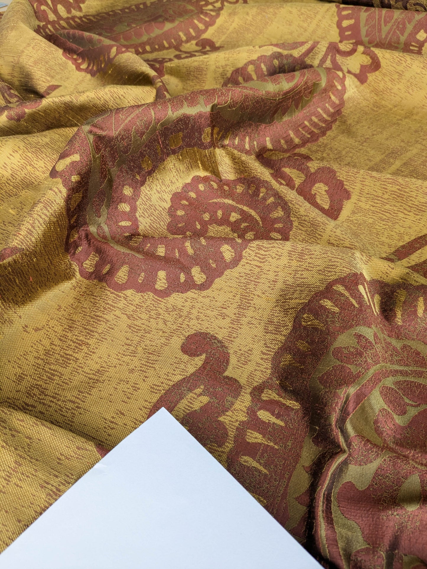 Bty Koplavitch 100% Silk Damask Giant Paisley "Rust" Deep Red Gold MSRP USD 340/y