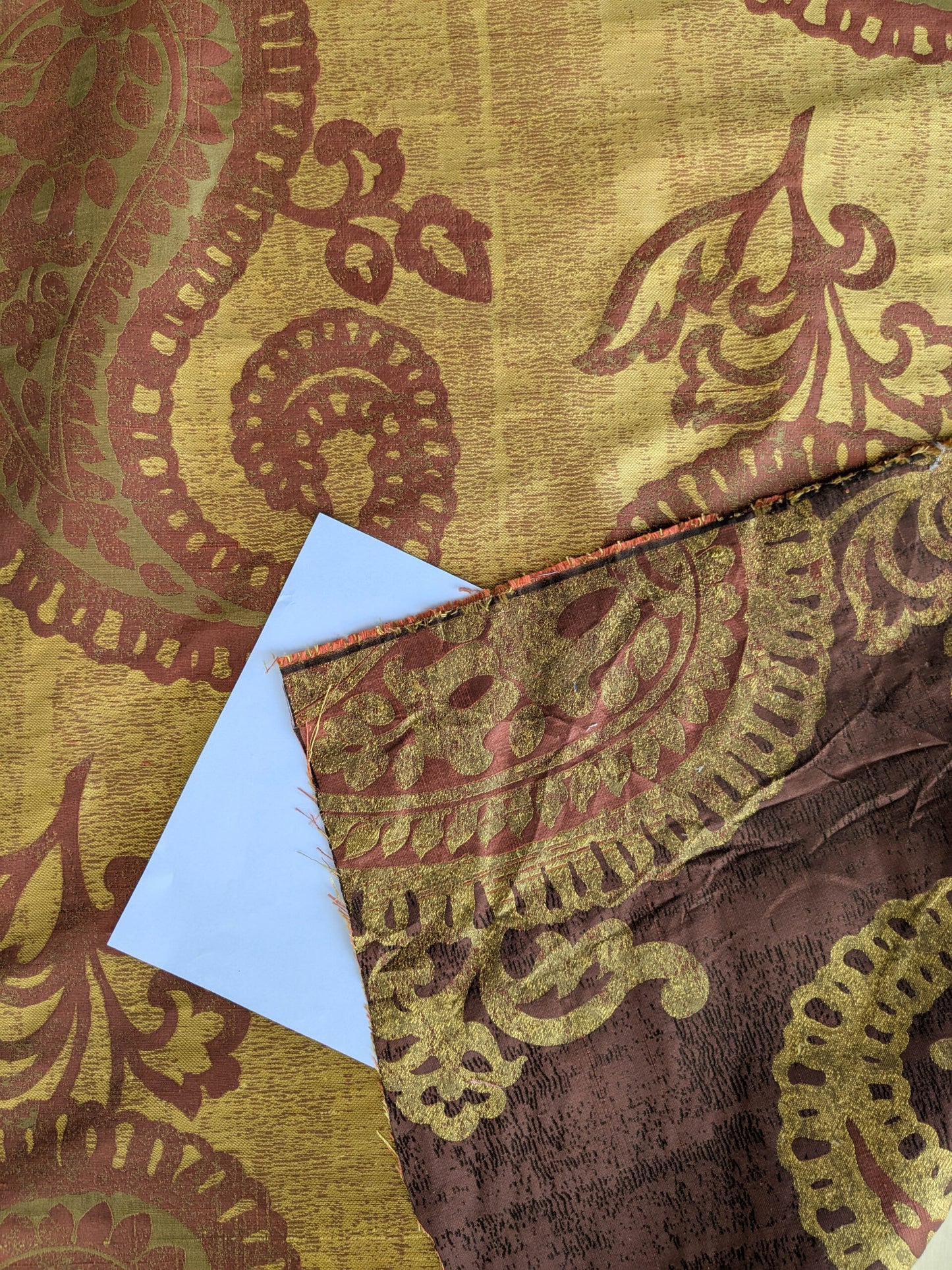 Bty Koplavitch 100% Silk Damask Giant Paisley "Rust" Deep Red Gold MSRP USD 340/y