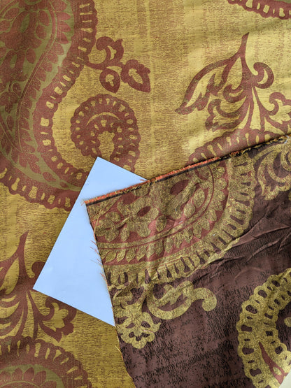 Bty Koplavitch 100% Silk Damask Giant Paisley "Rust" Deep Red Gold MSRP USD 340/y