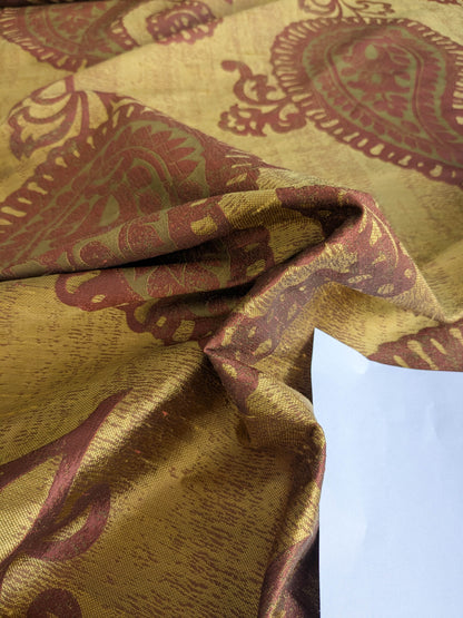 Bty Koplavitch 100% Silk Damask Giant Paisley "Rust" Deep Red Gold MSRP USD 340/y