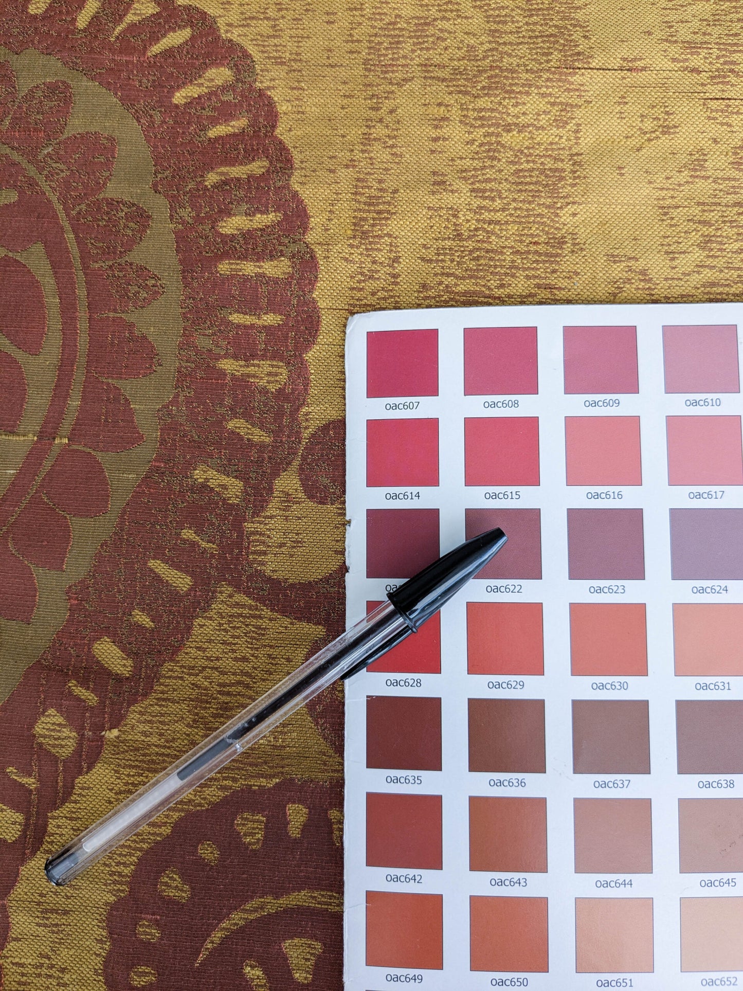 Bty Koplavitch 100% Silk Damask Giant Paisley "Rust" Deep Red Gold MSRP USD 340/y