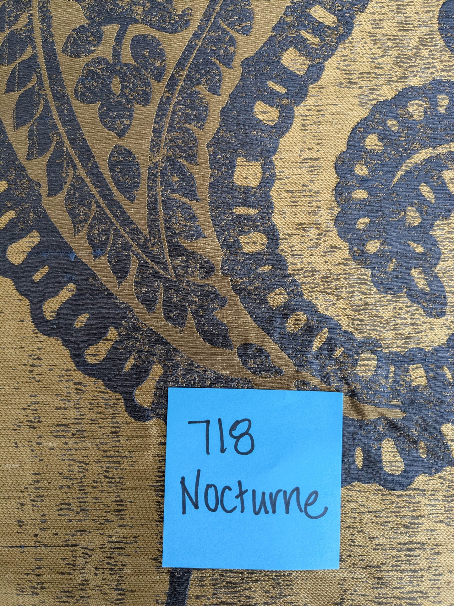 Koplavitch 100% Silk Damask Giant Paisley "nocturne" Indigo Deep Blue Gold Copper MSRP USD 340/y