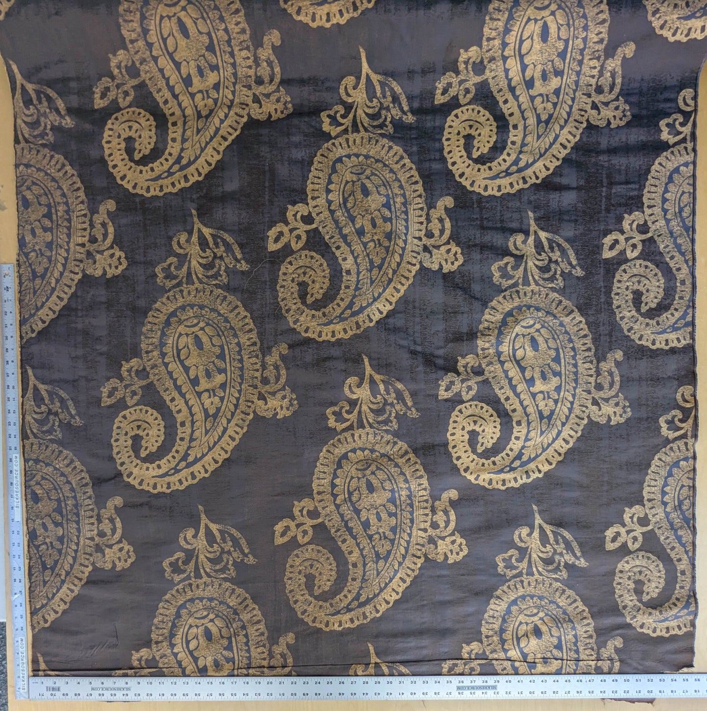 Koplavitch 100% Silk Damask Giant Paisley "nocturne" Indigo Deep Blue Gold Copper MSRP USD 340/y