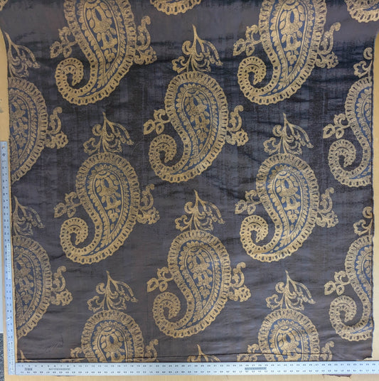 Koplavitch 100% Silk Damask Giant Paisley "nocturne" Indigo Deep Blue Gold Copper MSRP USD 340/y