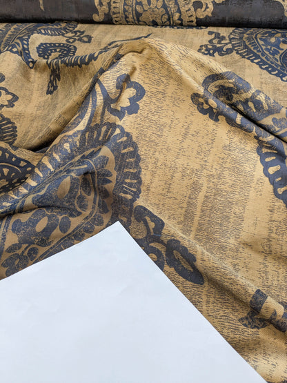 Koplavitch 100% Silk Damask Giant Paisley "nocturne" Indigo Deep Blue Gold Copper MSRP USD 340/y