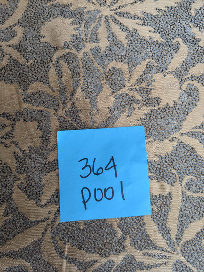 by yard 100% Silk Jacquard Palm Japanese Maple Leaf Foliage Magic "Pool" Blue Brown