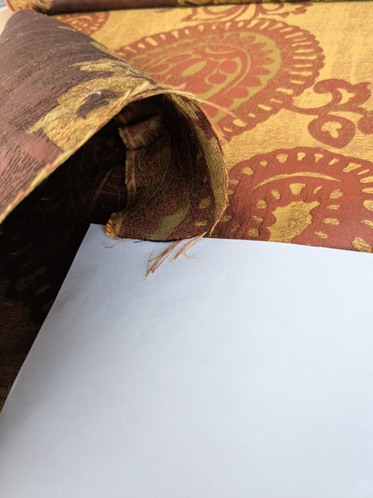 Bty Koplavitch 100% Silk Damask Giant Paisley "Rust" Deep Red Gold MSRP USD 340/y