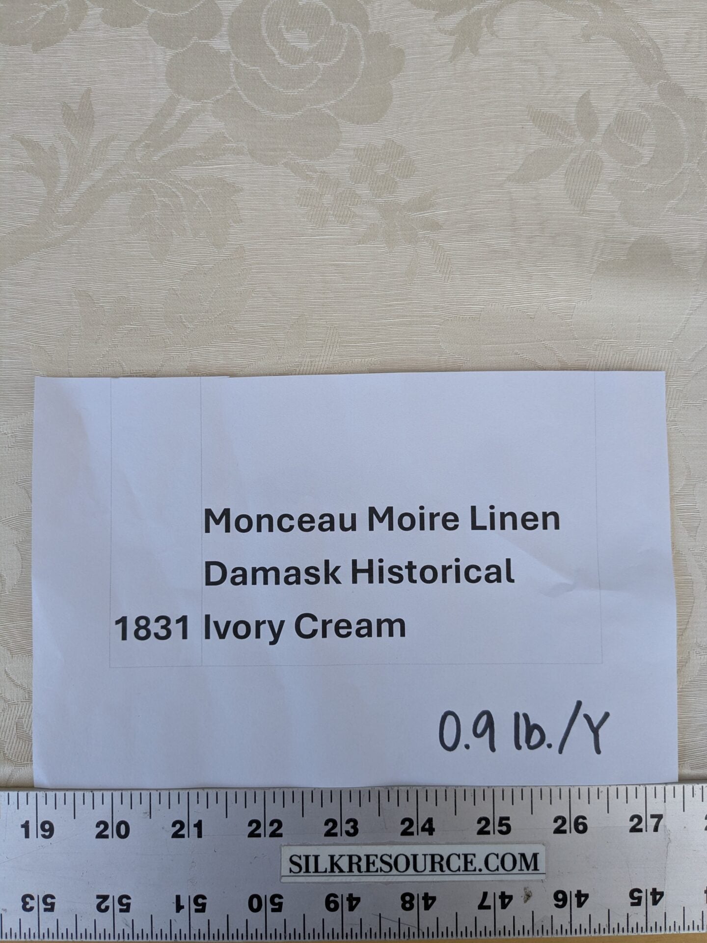By yard Monceau Moire Linen Cotton Damask Historical Ivory Cream White MSRP 458
