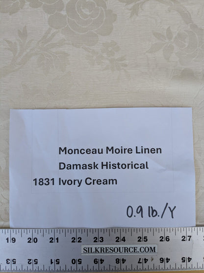 By yard Monceau Moire Linen Cotton Damask Historical Ivory Cream White MSRP 458