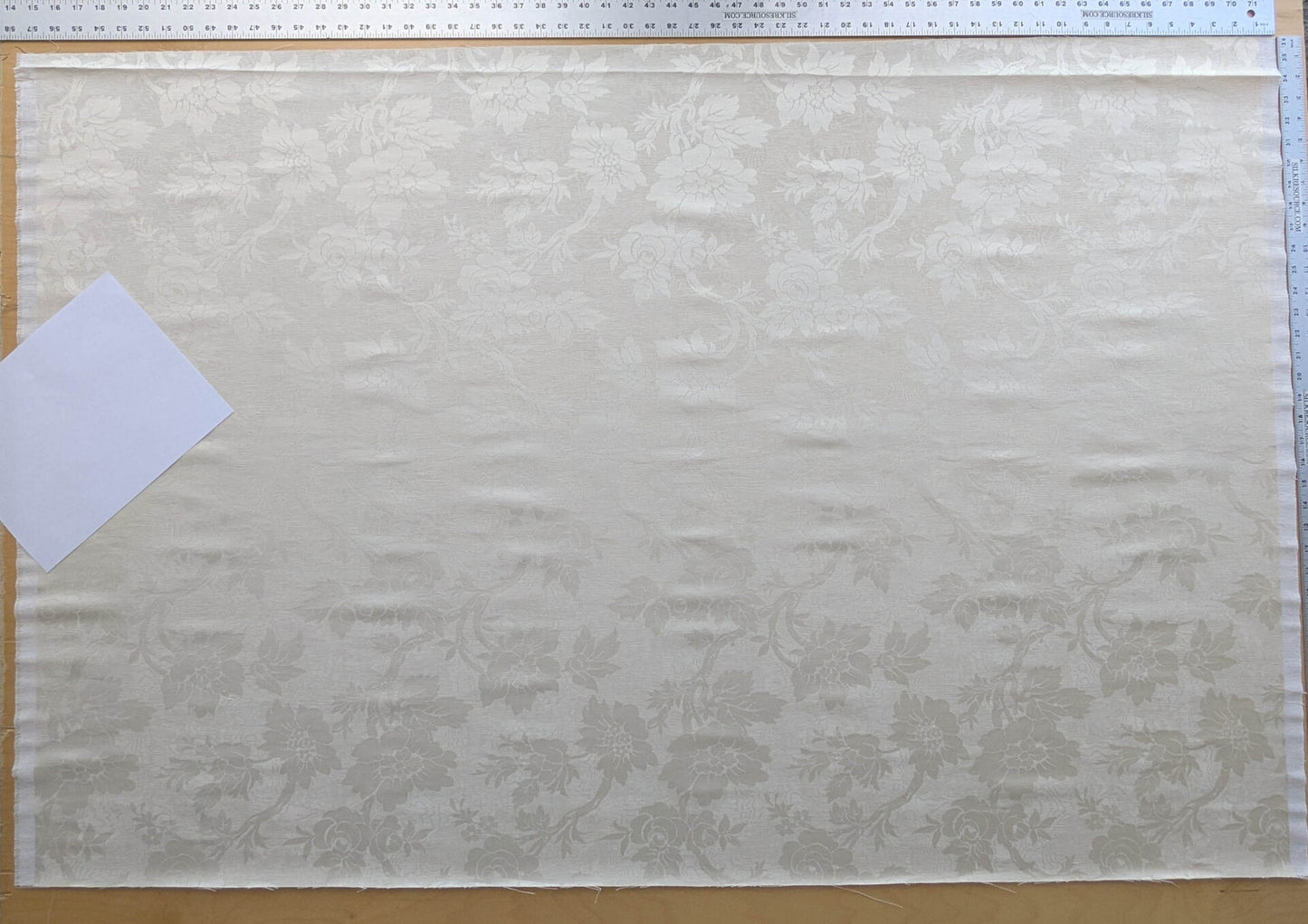 By yard Monceau Moire Linen Cotton Damask Historical Ivory Cream White MSRP 458