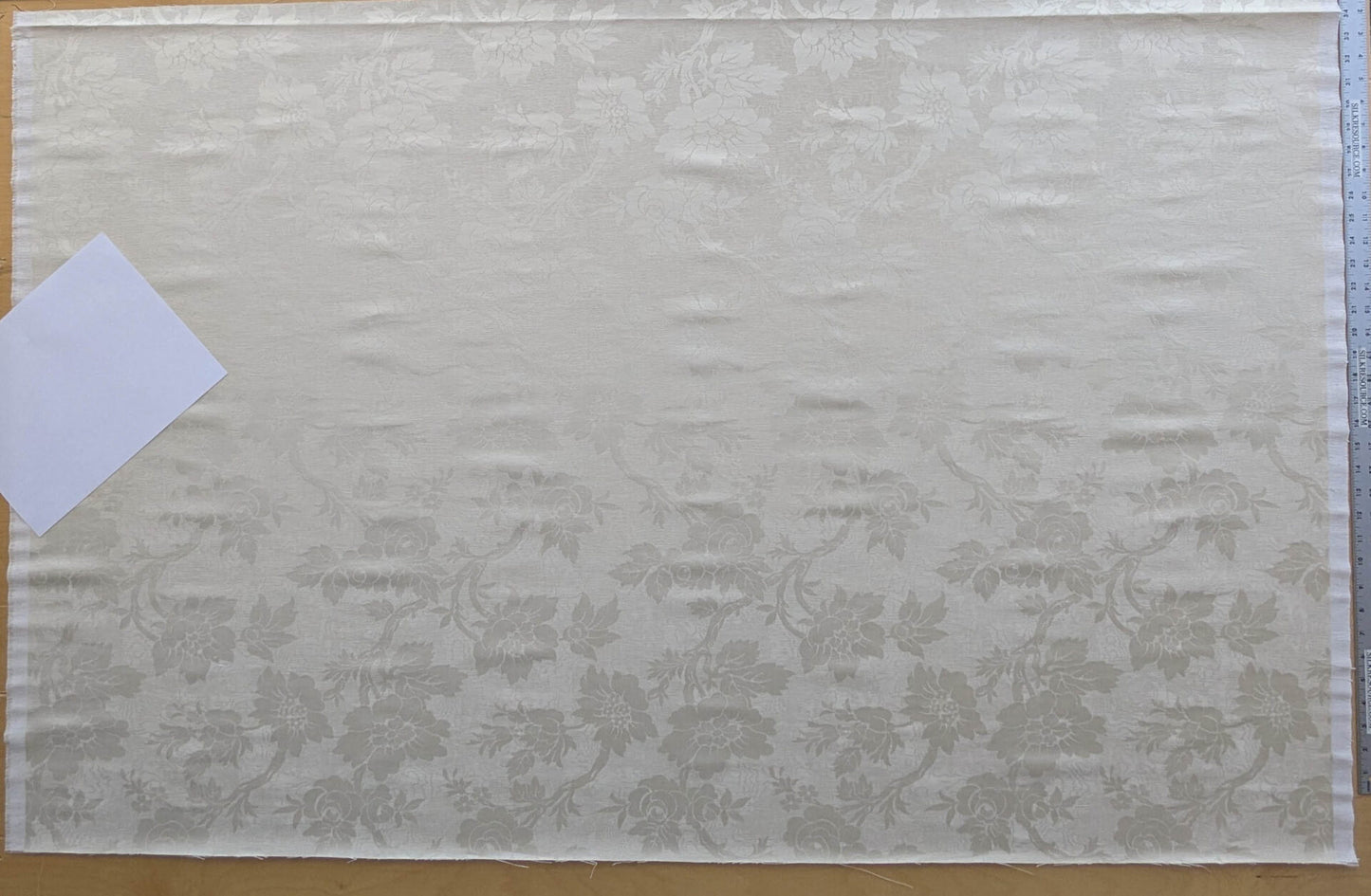 By yard Monceau Moire Linen Cotton Damask Historical Ivory Cream White MSRP 458