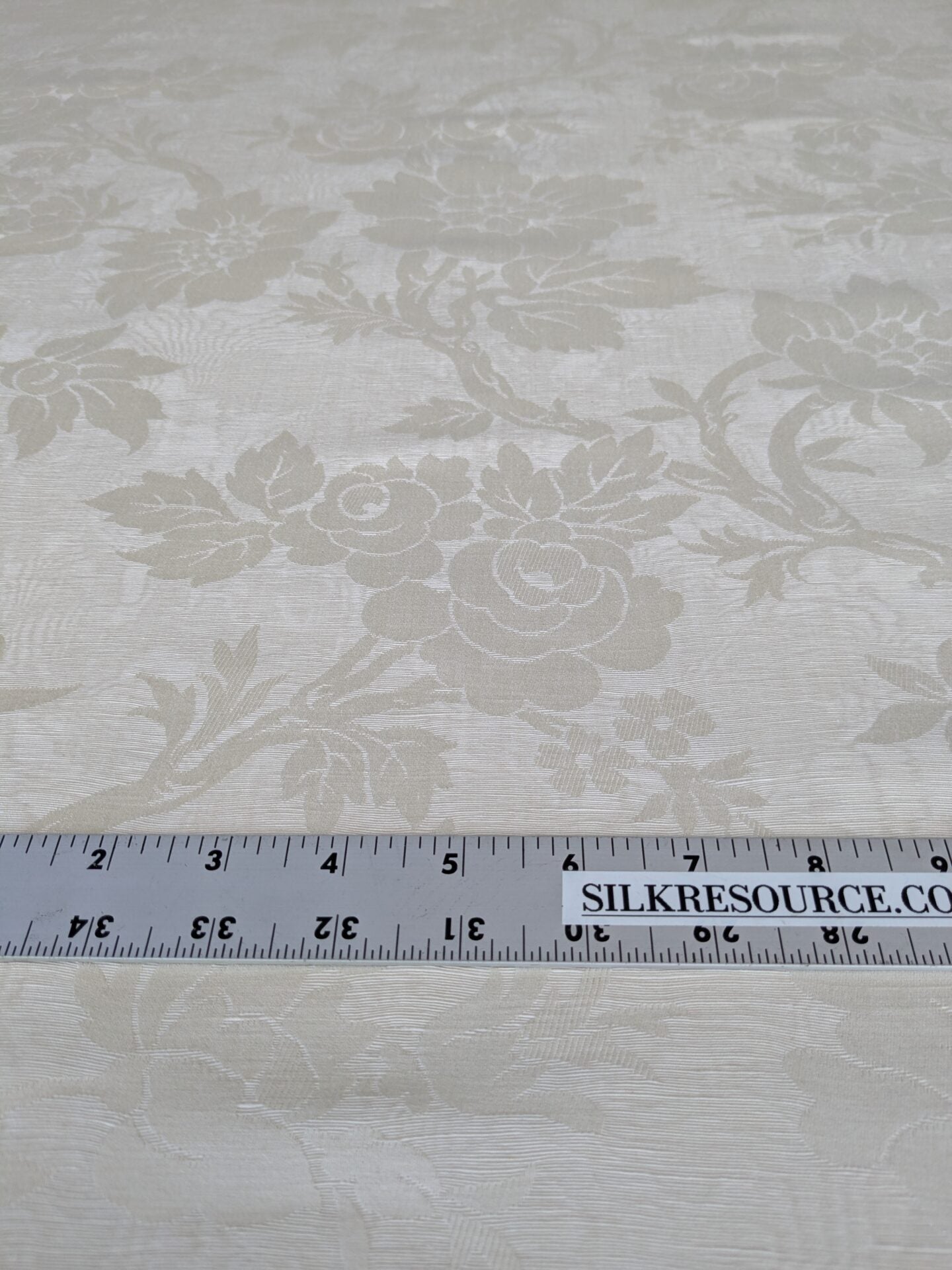 By yard Monceau Moire Linen Cotton Damask Historical Ivory Cream White MSRP 458