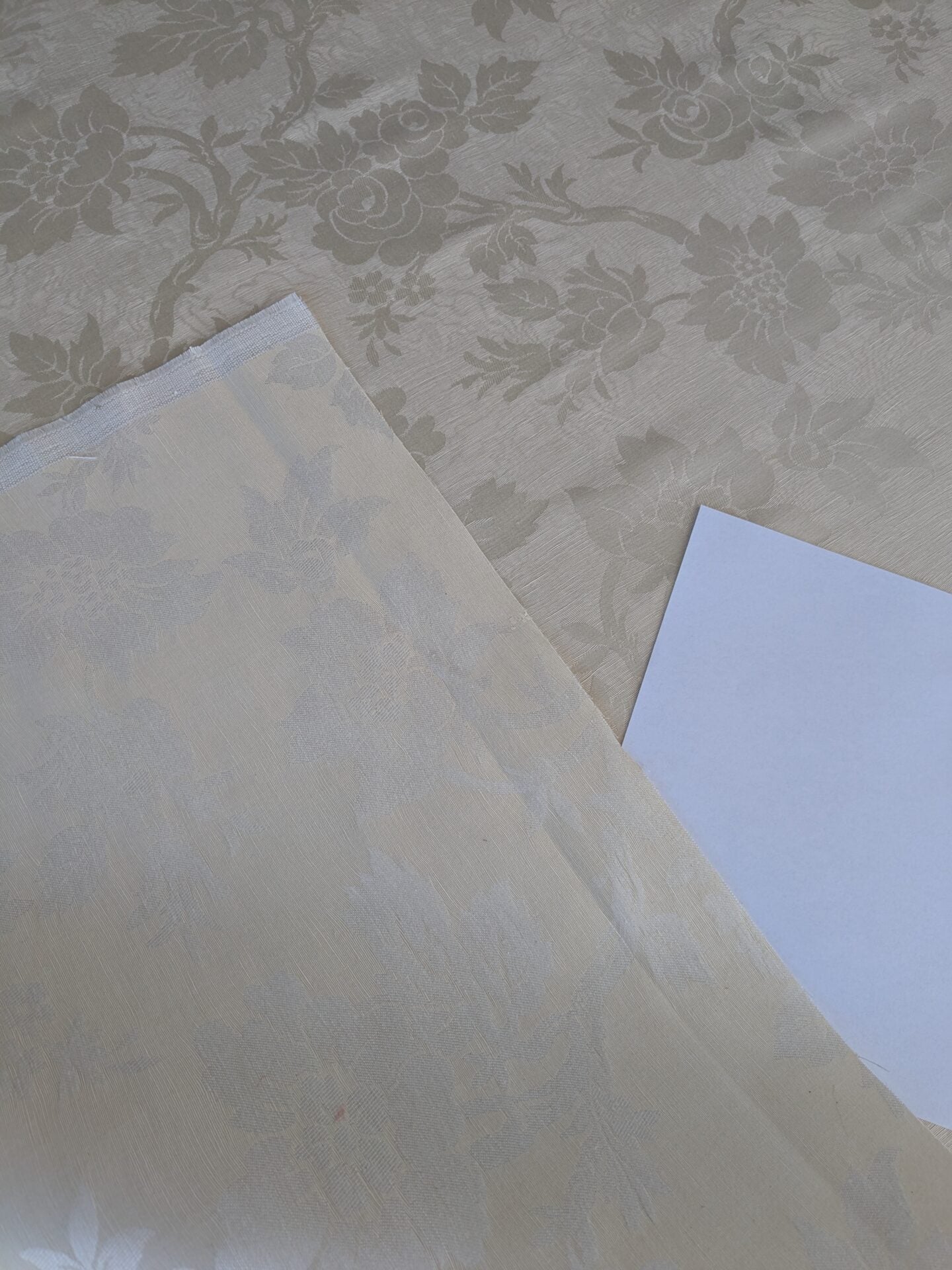 By yard Monceau Moire Linen Cotton Damask Historical Ivory Cream White MSRP 458