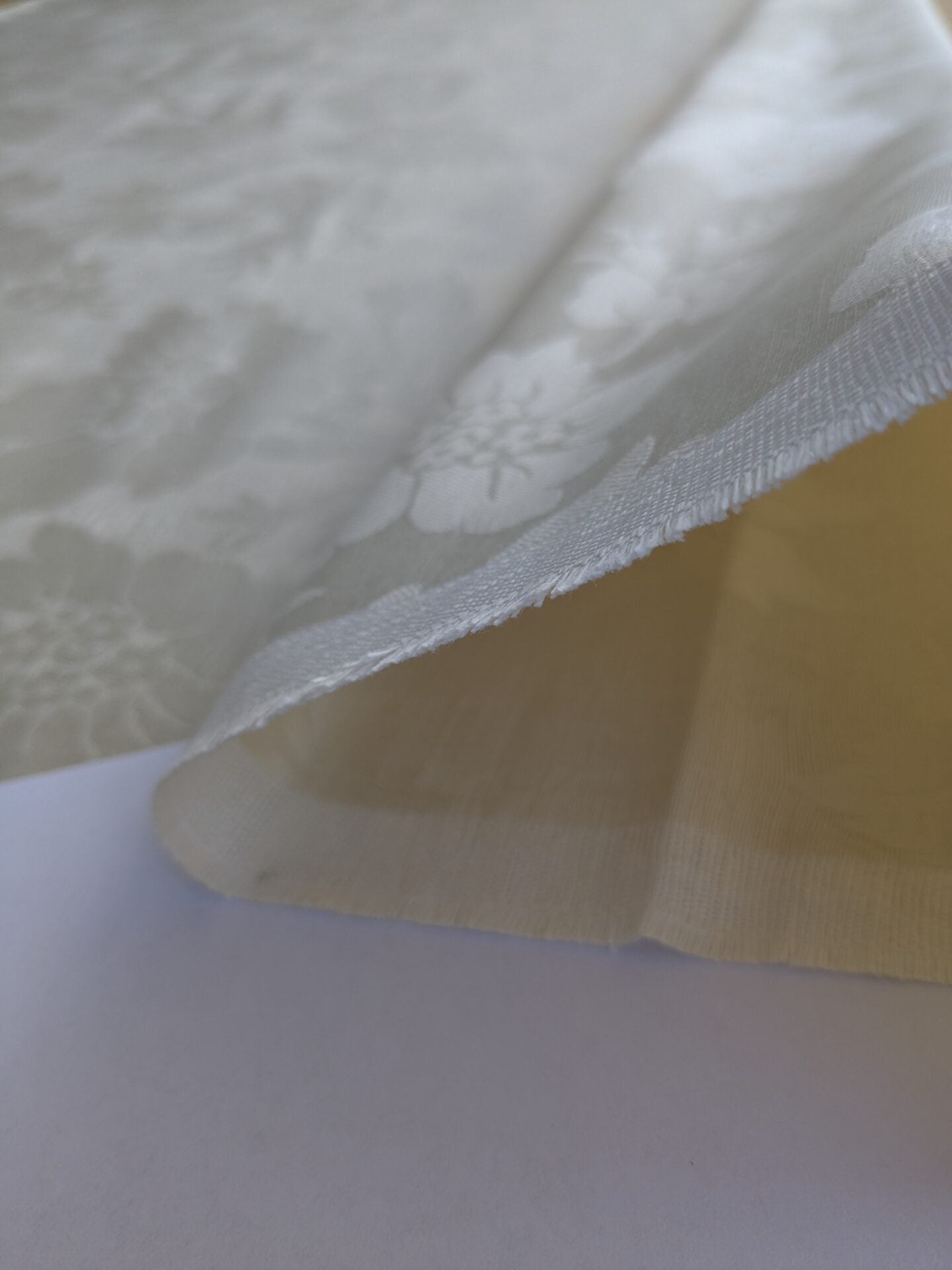 By yard Monceau Moire Linen Cotton Damask Historical Ivory Cream White MSRP 458