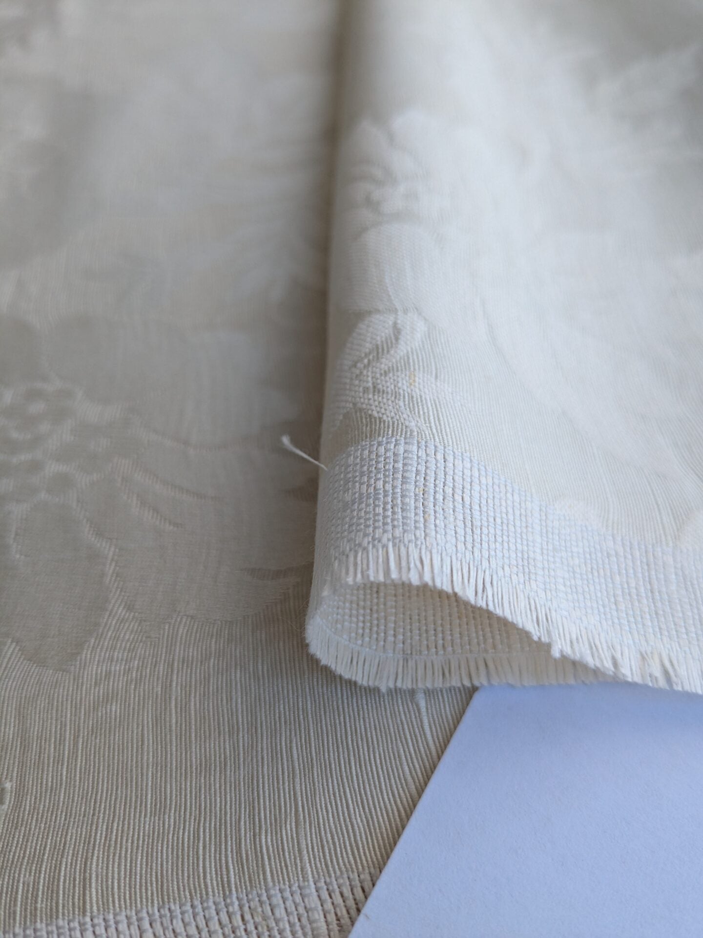 By yard Monceau Moire Linen Cotton Damask Historical Ivory Cream White MSRP 458