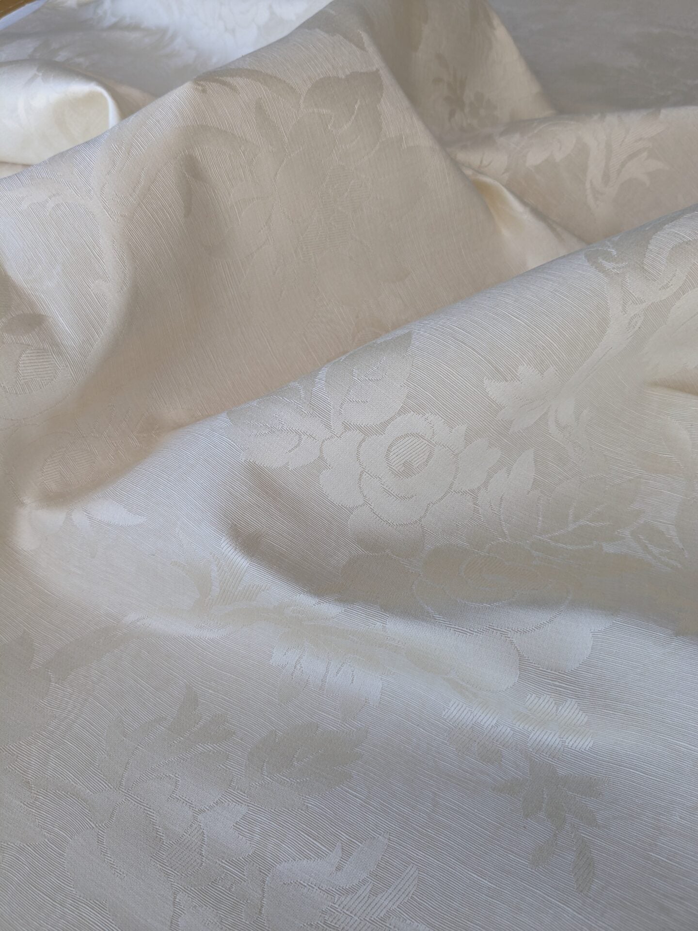 By yard Monceau Moire Linen Cotton Damask Historical Ivory Cream White MSRP 458