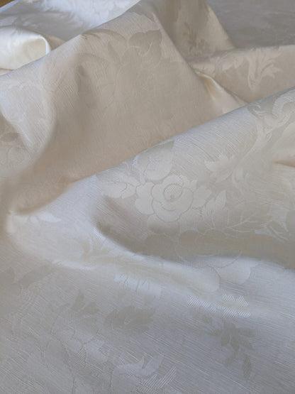 By yard Monceau Moire Linen Cotton Damask Historical Ivory Cream White MSRP 458