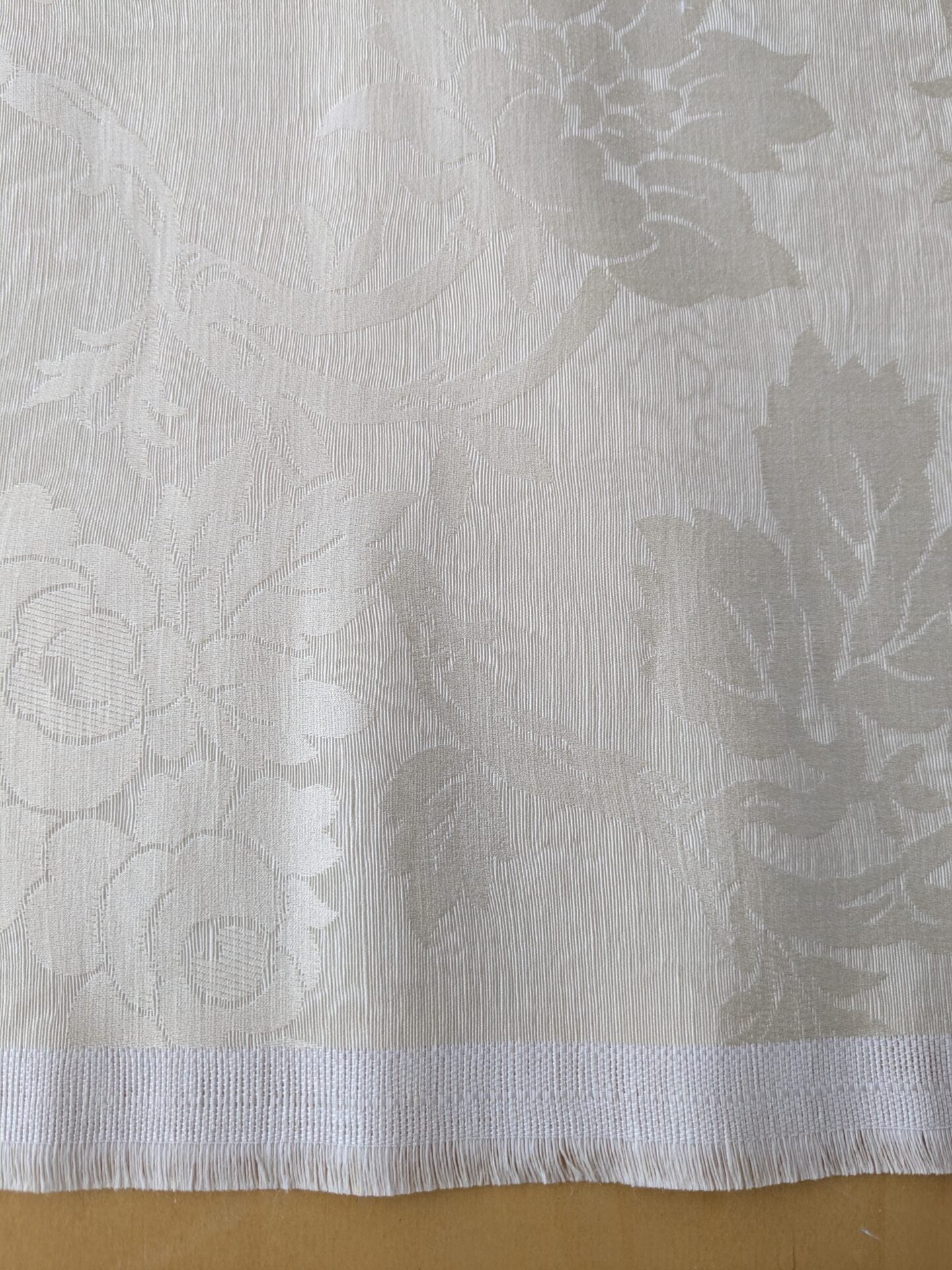 By yard Monceau Moire Linen Cotton Damask Historical Ivory Cream White MSRP 458