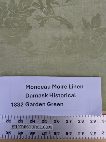 By yard Monceau Moire Linen Cotton Damask Historical Garden Green MSRP USD 458/y