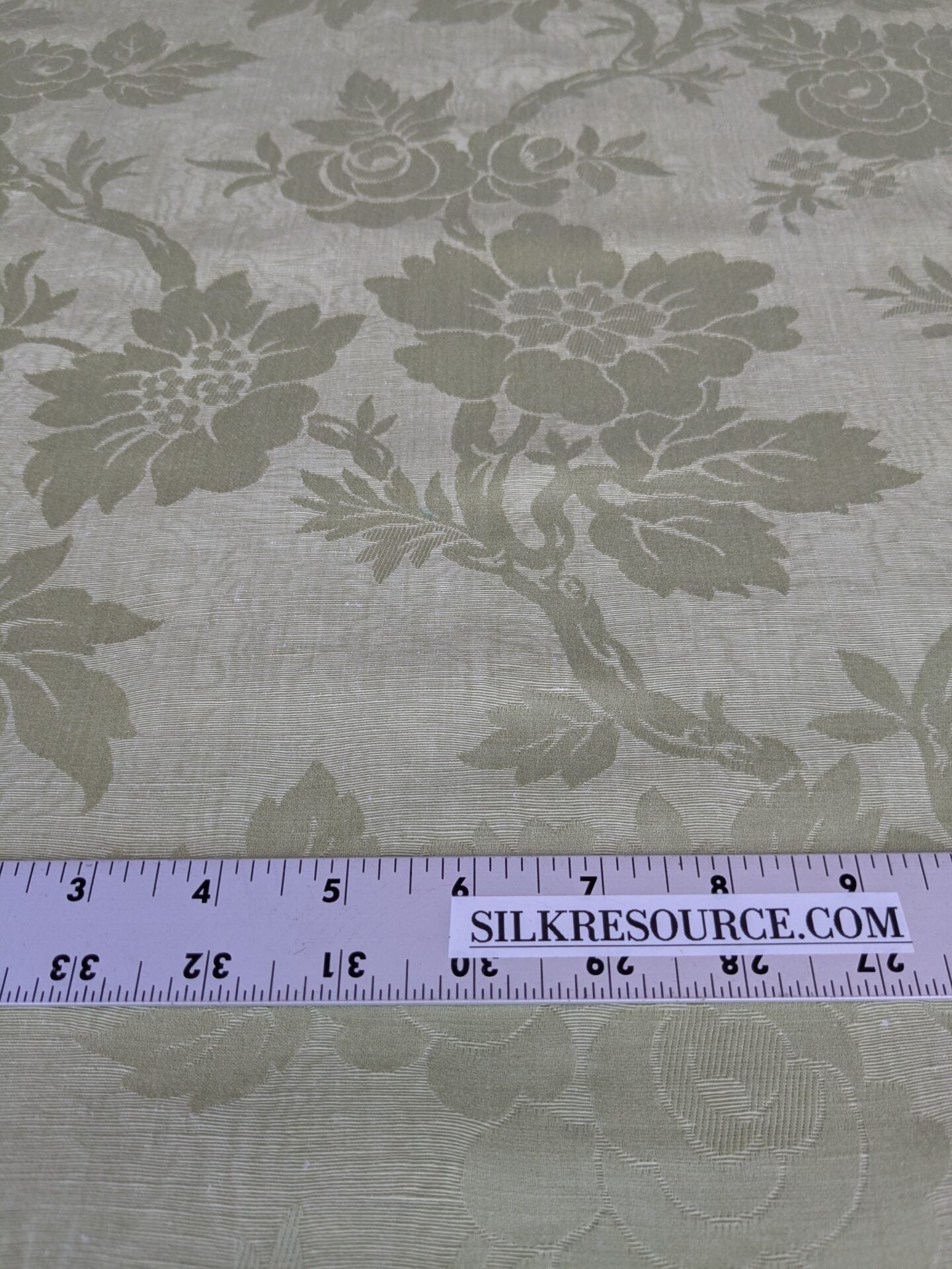 By yard Monceau Moire Linen Cotton Damask Historical Garden Green MSRP USD 458/y