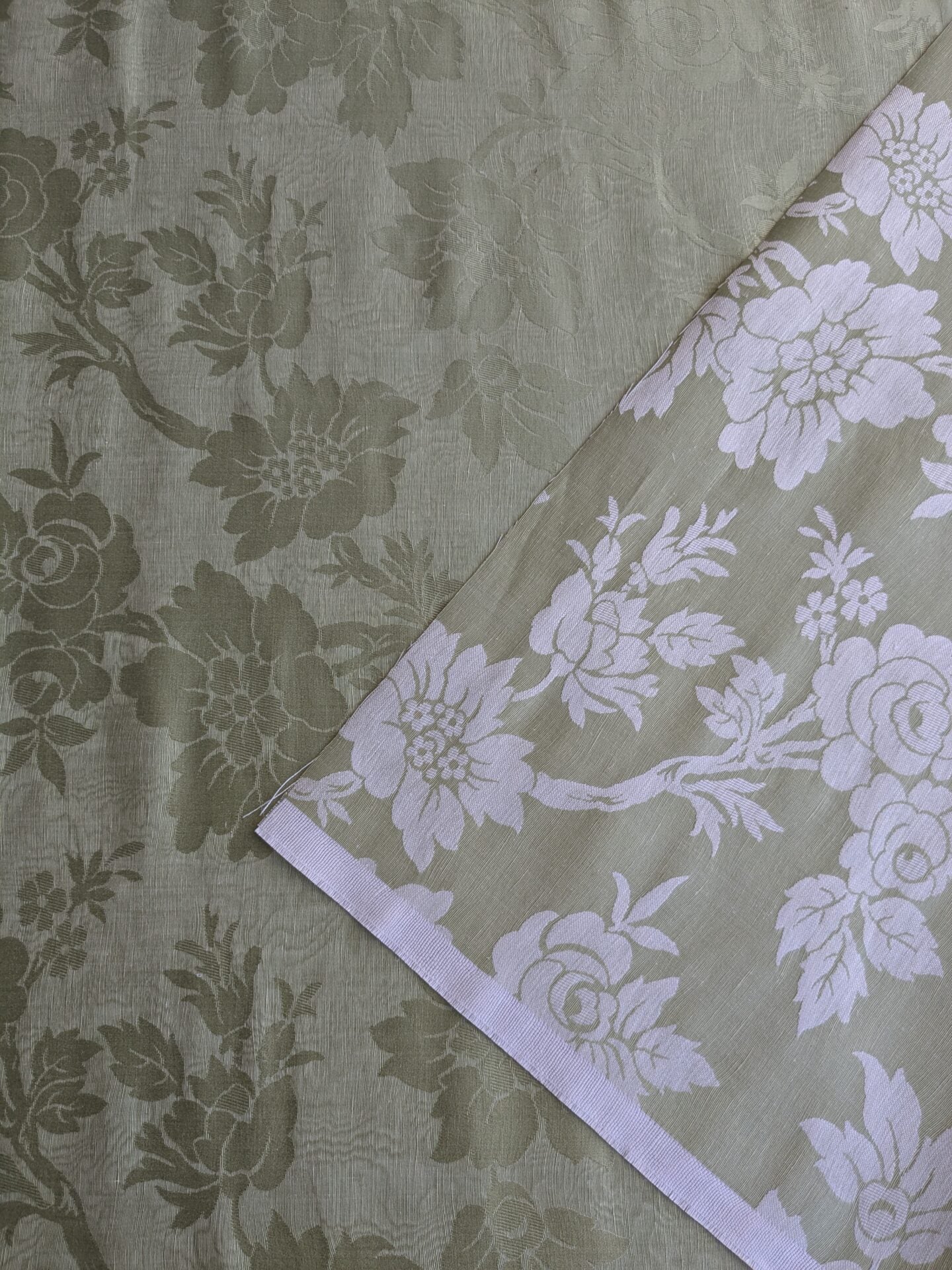 By yard Monceau Moire Linen Cotton Damask Historical Garden Green MSRP USD 458/y