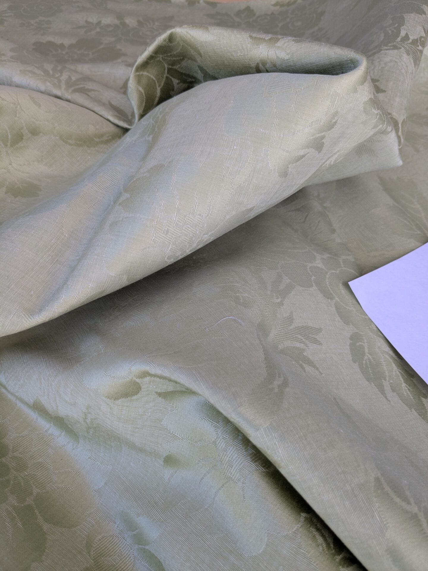 By yard Monceau Moire Linen Cotton Damask Historical Garden Green MSRP USD 458/y