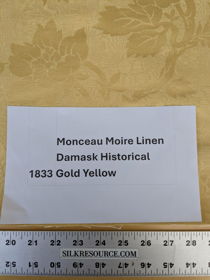 By yard Monceau Moire Linen Cotton Damask Historical Gold Yellow MSRP USD 458/y