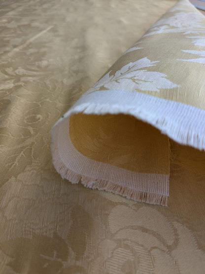 By yard Monceau Moire Linen Cotton Damask Historical Gold Yellow MSRP USD 458/y