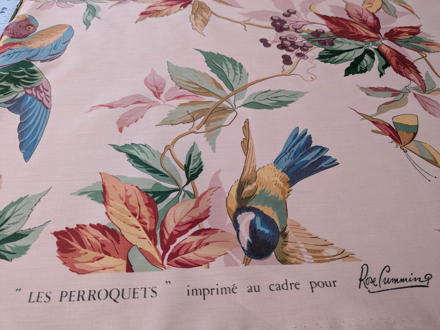 Summer Swallow Bird Flowers Chintz Print -  Pink Multi - By The Yard