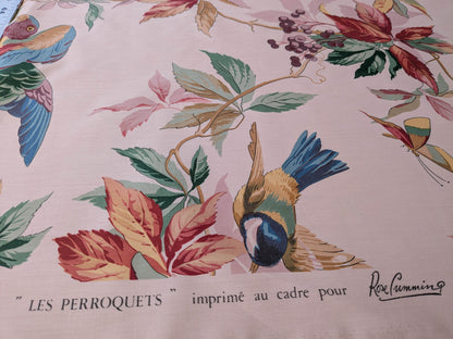 Summer Swallow Bird Flowers Chintz Print -  Pink Multi - By The Yard