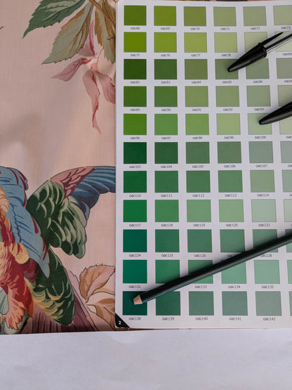 Summer Swallow Bird Flowers Chintz Print -  Pink Multi - By The Yard