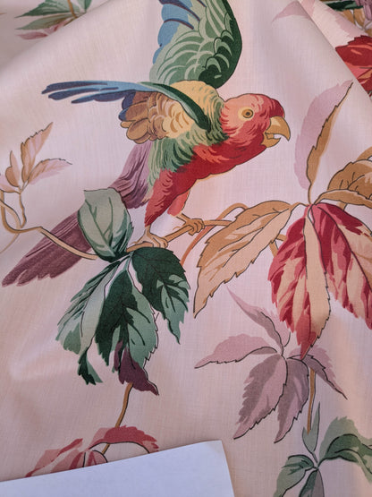 Summer Swallow Bird Flowers Chintz Print -  Pink Multi - By The Yard