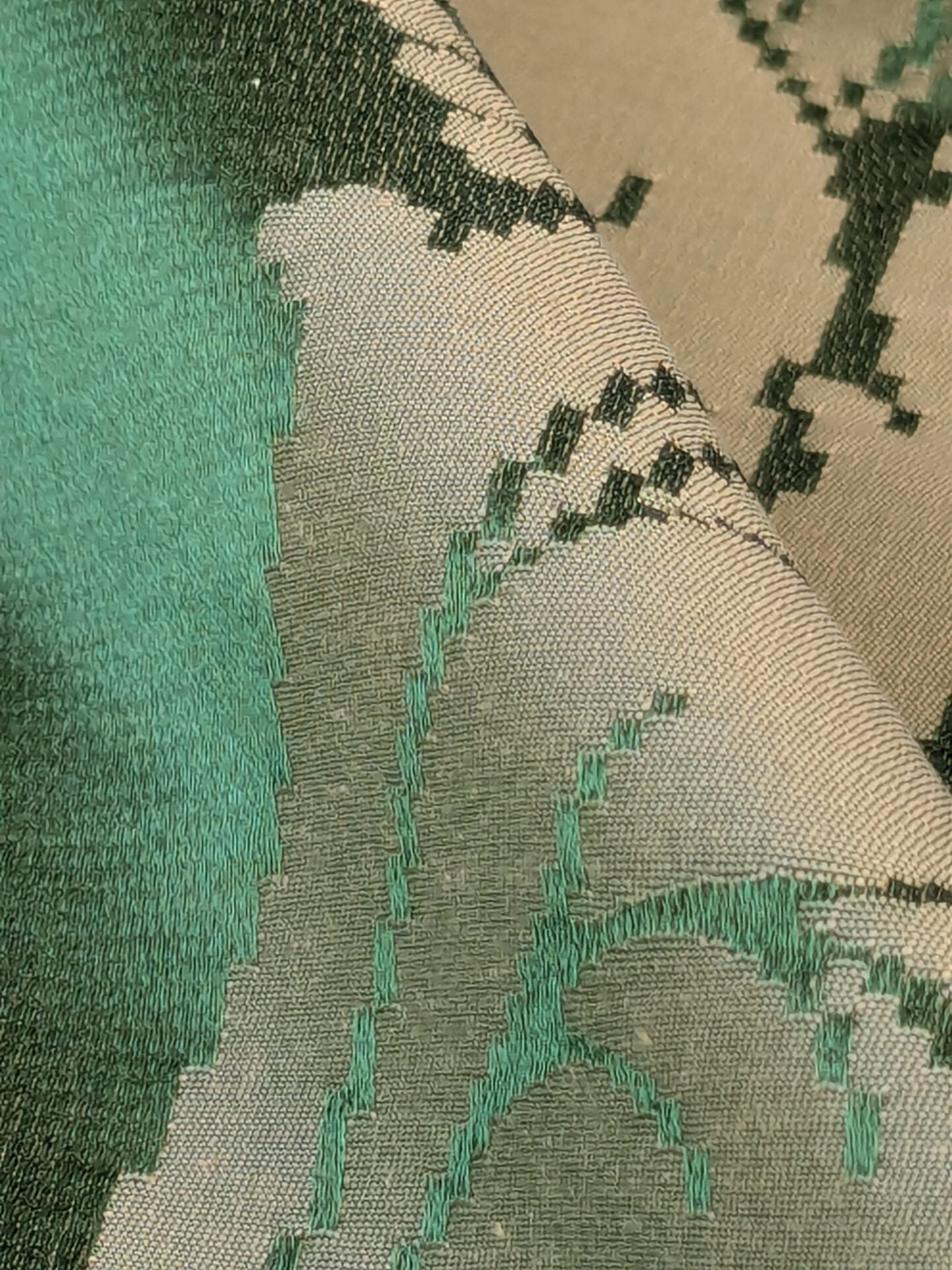 By yard Tuscany Acanthus Silk Damask Stripe Emerald Foliage Green