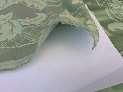 By yard Tuscany Acanthus Silk Damask Stripe Foliage Minty Green Aqua MSRP USD 356/yard
