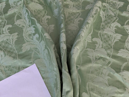 By yard Tuscany Acanthus Silk Damask Stripe Foliage Minty Green Aqua MSRP USD 356/yard