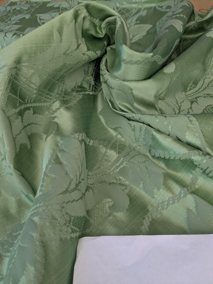 By yard Tuscany Acanthus Silk Damask Stripe Foliage Minty Green Aqua MSRP USD 356/yard