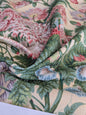 Thames Large English Garden Bouquet Line Print Fabric - Pink Green Red on Yellow - By The Yard