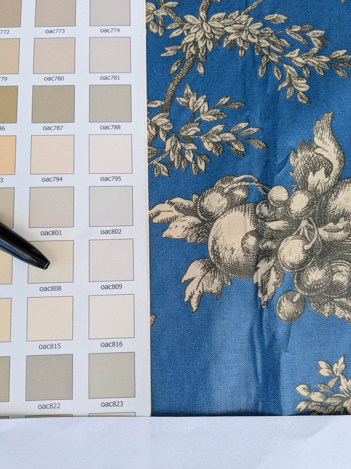 Honeymoon Dove Lovebird in Garden historical Toile Print Cotton Fabric - Blue - By The yard