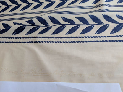 Royal Cord Trompe l'oeil print Chintz Cotton Fabric - blue and Cream - By The yard