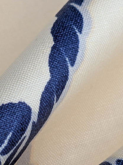 Royal Cord Trompe l'oeil print Chintz Cotton Fabric - blue and Cream - By The yard