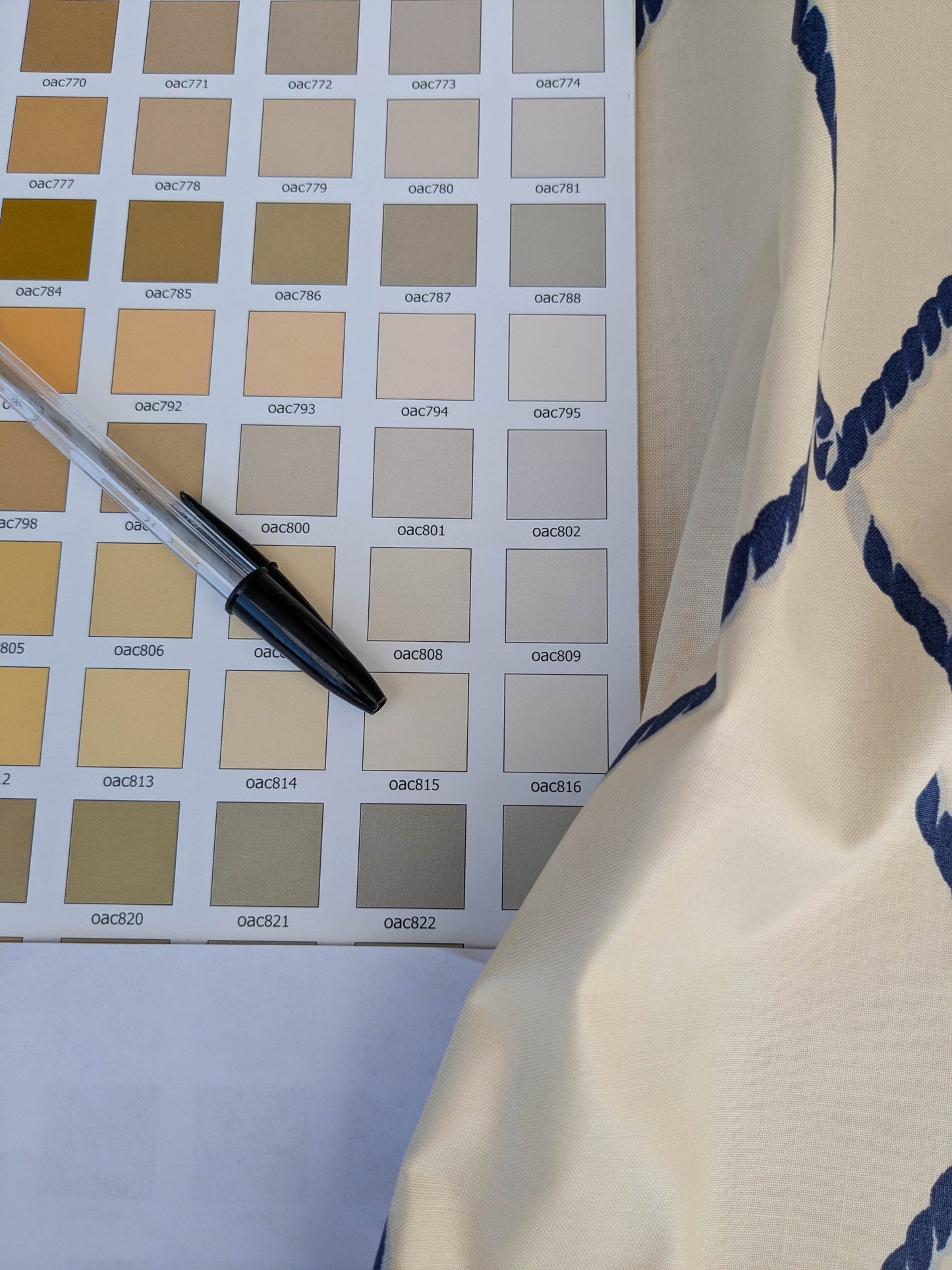 Royal Cord Trompe l'oeil print Chintz Cotton Fabric - blue and Cream - By The yard