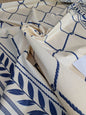 Royal Cord Trompe l'oeil print Chintz Cotton Fabric - blue and Cream - By The yard