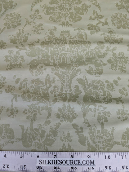 Windsor Castle Renaissance Resist Print Silk Damask - Sage Green on Celery - By The Yard