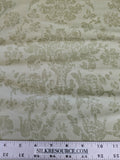 Windsor Castle Renaissance Resist Print Silk Damask Fabric - Sage Green on Celery - By The Yard
